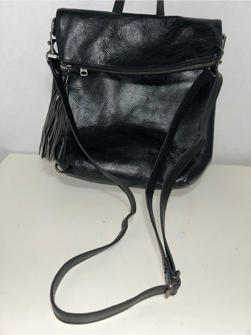 Patricia Nash Luzille Convertible Black Leather Backpack Crossbody Shoulder Bag